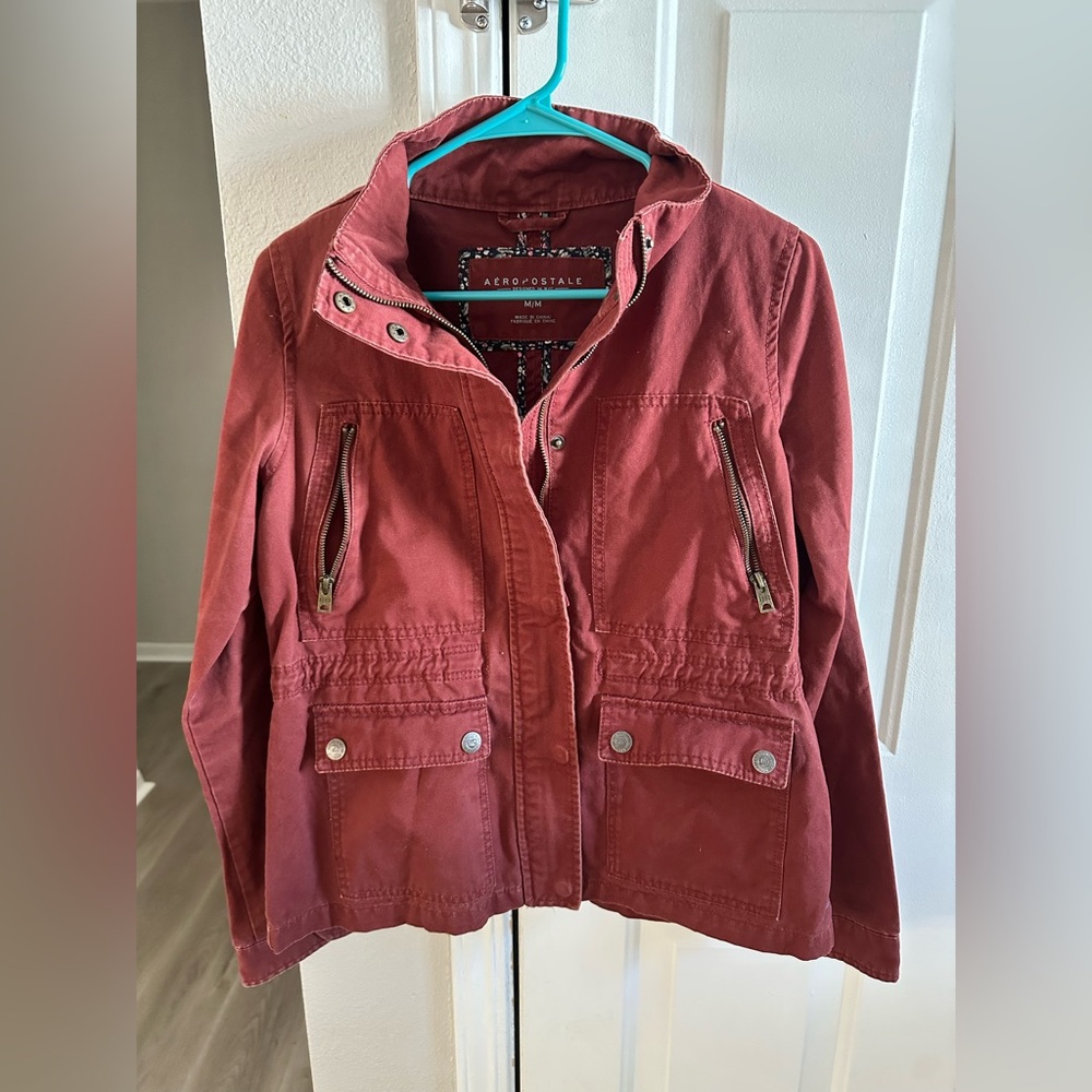 Aeropostale Women's Maroon/Rust Utility Jacket